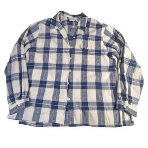Cricket Lane Collection Linen Shirt – XL Blue Plaid Roll Tab READ